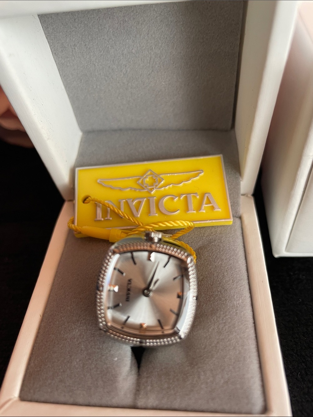 Invicta Angel Silver Tone Ring Watch with Beaded Bezel - Picture 2 of 3